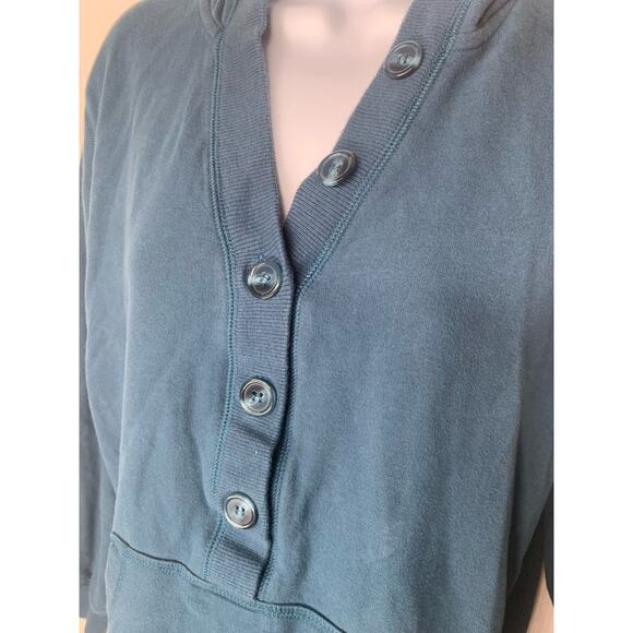 SJB Active Jacket Pullover Womens Sz Large Blue Button Hooded Long Sleeve Pocket - Picture 4 of 12